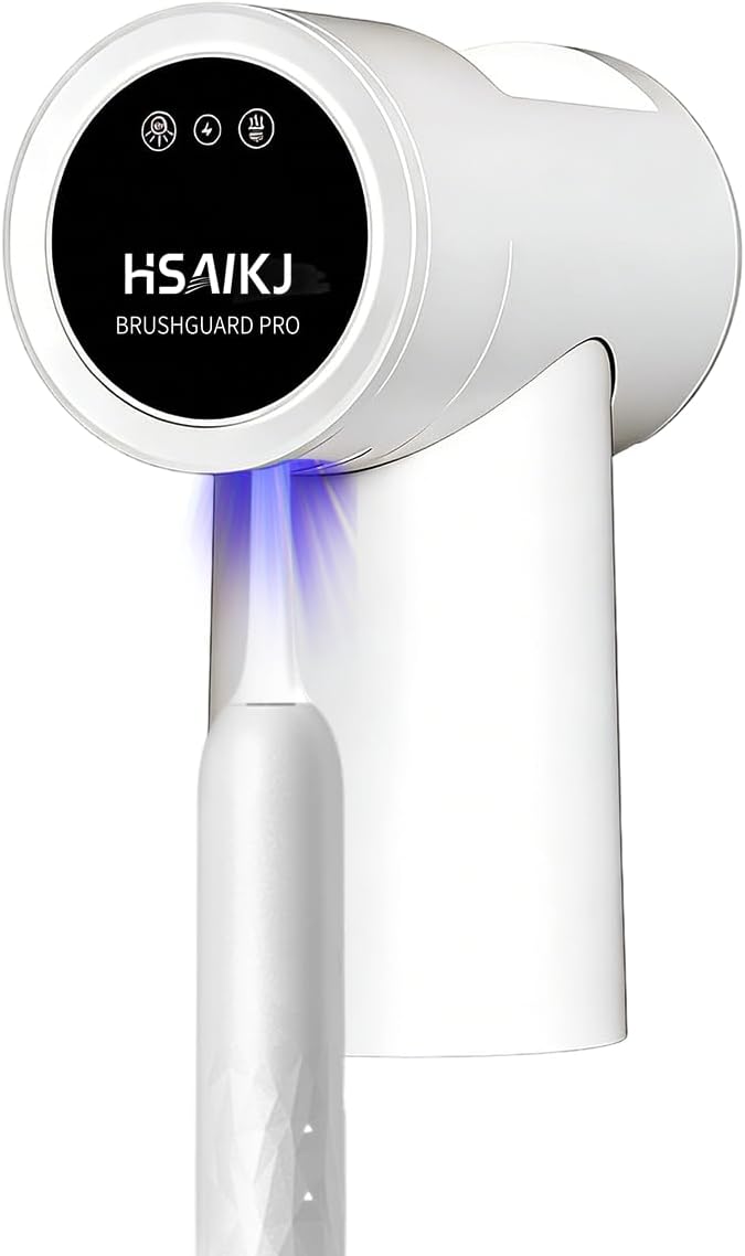Wall Mounted Toothbrush Holder, 3-in-1 Electric Toothbrush Organizer for Personal Use, Smart Sensor Lid, Fast Air Drying, Compact with Magnetic Cup (White)
