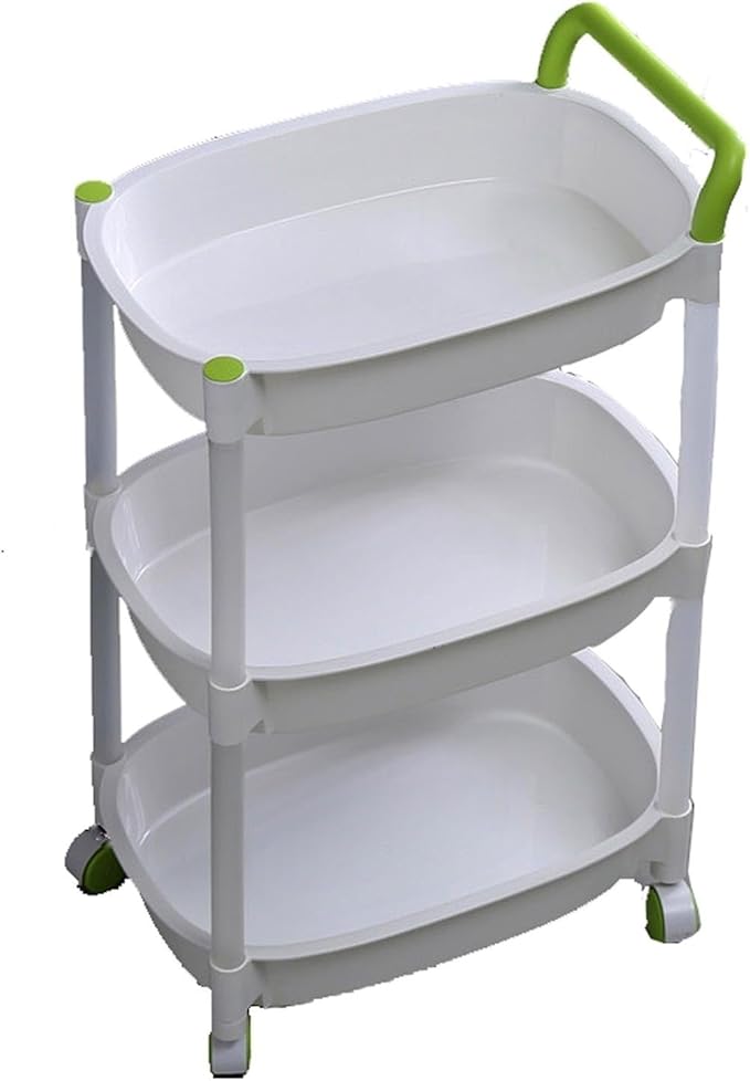 ENGENDER Kitchen Storage Rack Multi-Level Storage Racks Removable Shelving Storage Units Sturdy Storage Racks with Casters Cookware Shelves(3Tier)