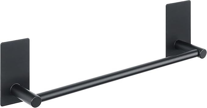 Alise Adhesive Towel Bar 12 Inch Towel Racks for Bathroom SUS 304 Stainless Steel,Bathroom Towel Holder No Drill, Strong Self Adhesive Towel Hanger Wall Mounted,Matte Black
