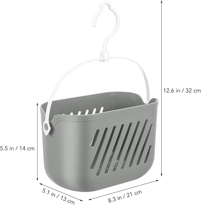 Gatuida Plastic Hanging Basket for Shower, Hanging Shower Caddy, Portable Storage Basket Kitchen Organizer with Hook for Bathroom Kitchen, 8.3 x 5.5 x 5.1 Inch (Grey)