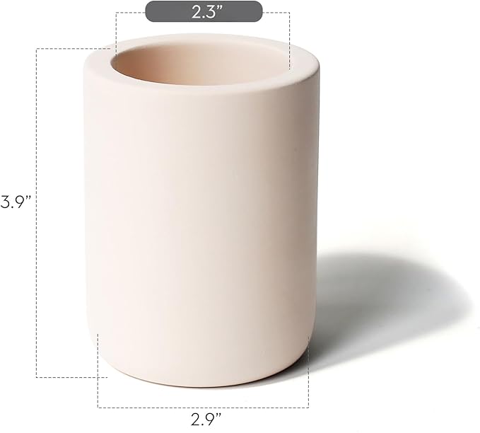 Selegna Diatomite Drying Stone Toothbrush Holder, Modern Ceramic-Look Countertop Cup with Drainage for Bathroom, Quick Drying Electric Toothbrush & Toothpaste Organizer, Stoneware Finish