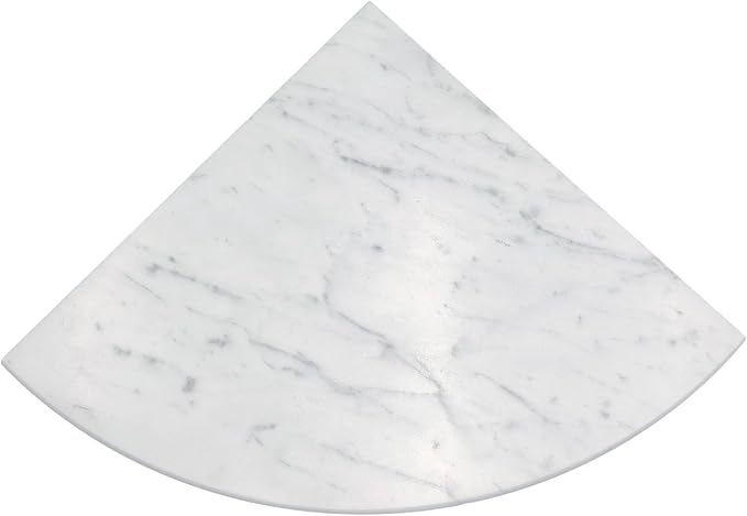 9 Inch Marble Corner Shower Shelf for Bathroom, Shower Room, Both Side Honed Polished, Bathroom Wall Mounted (Carrara White - 2pcs)