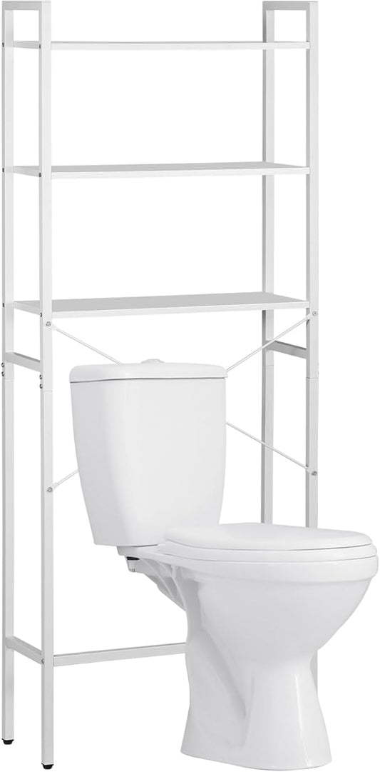 SUPER DEAL Over The Toilet Storage Shelf, 3-Tier Bathroom Organizer Space Saver Rack Wood Shelf, White
