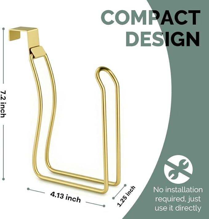 Toilet Paper Holder, Over the Tank Toilet Paper Holder, Toilet Paper Roll Holder, Bathroom Toilet Paper Storage (Gold)