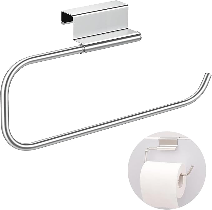 Cabinet Door Paper Towel Holder-Camper Paper Towel Holder-Paper Towel Rack Under Sink-Bathroom, Kitchen, Laundry Room, Tissue Storage(Silver,1 Pcs)