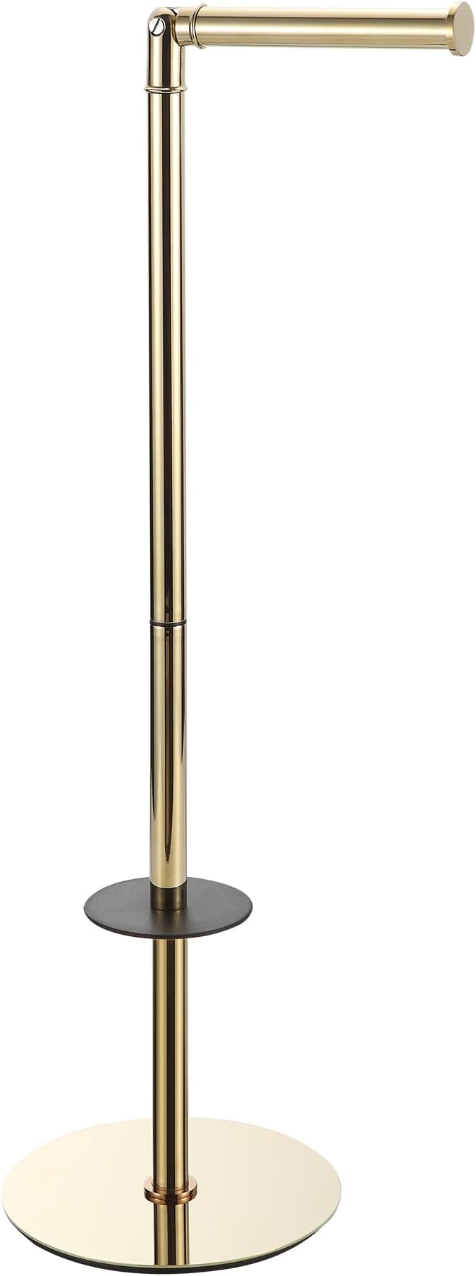BGL Freestanding Toilet Paper Holder, Tissue Holder On Floor with Reserve Storage Paper Rolls, Roll Paper Holder Standing On Floor (Polished Gold)