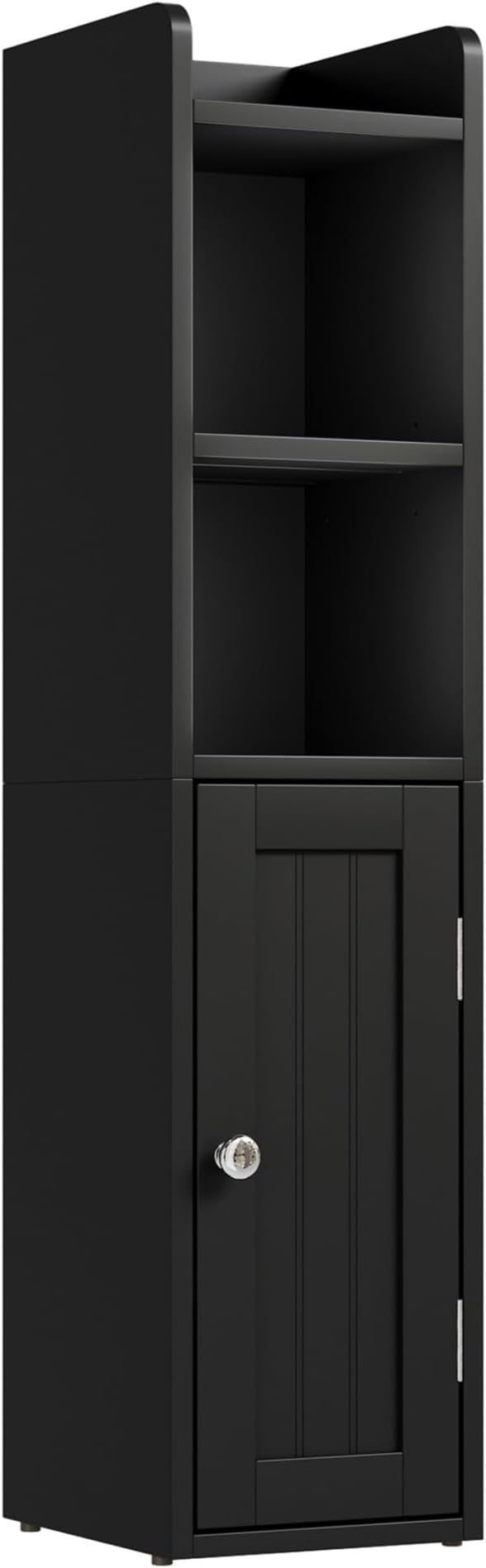 ChooChoo Small Bathroom Storage Cabinet, 7.1“W * 7.9”D Corner Floor Cabinet with Door and Adjustable Shelf, Narrow Toilet Paper Cabinets, Slim Bathroom Organizers for Small Spaces and Bathroom, Black
