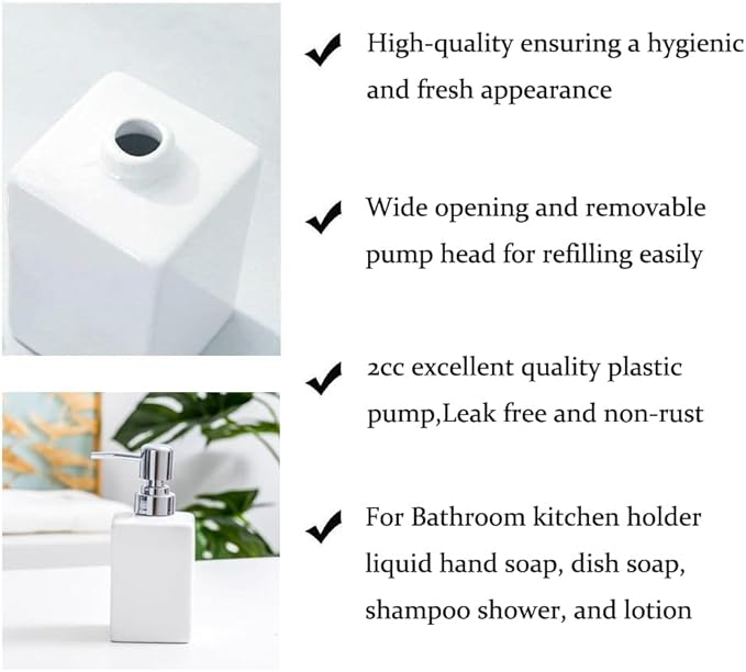 White Bathroom Accessory Set 3 Pcs,Ceramic Soap Dispenser and Toothbrush Toothpaste Holder Cup Soap Dish,Modern Countertop Bath Decor Set for Stylish Bathroom Organization