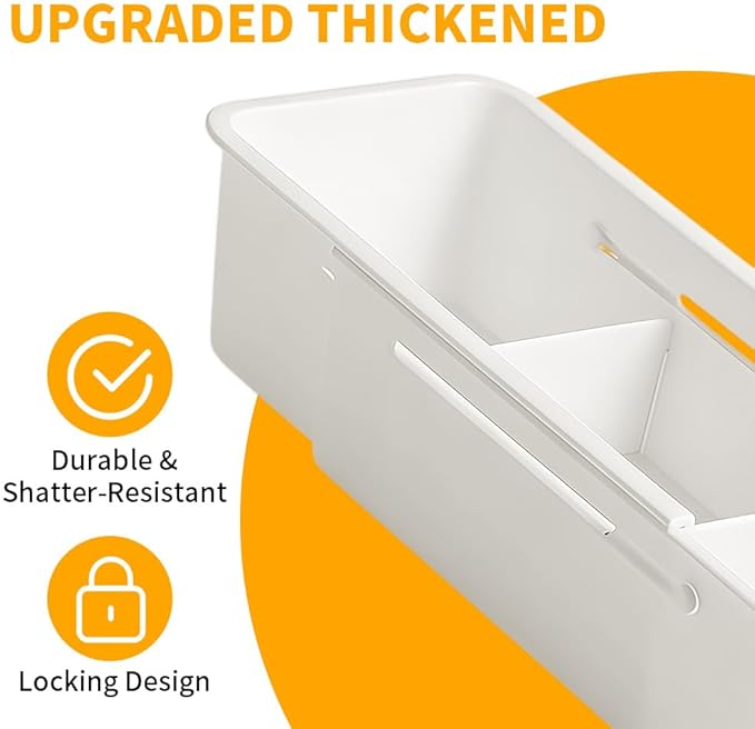 Adjustable Sliding Drawer Organizer Bin - 2 PCS Deep Drawer Organizer Bin Expandable Kitchen Organizer Trays for Kitchen Utensils, BBQ Tools, Home, Office, Makeup Storage Tools, 2PCS