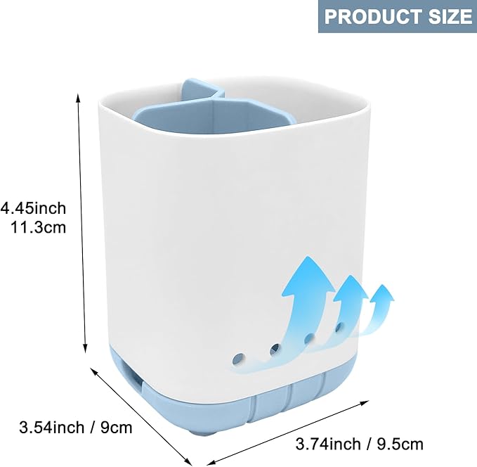Toothbrush Holder for Bathroom,Plastic Detachable for Easy Cleaning Multi-Functional Storage,3 Slots Anti-Slip Electric Toothbrush and Toothpaste Organizer Caddy for Bathroom Vanity,Countertop (Blue)