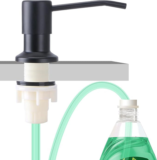 Soap Dispenser for Kitchen Sink, Built in Sink Soap Dispenser, Countertop Soap Dispenser Pump with 47" Extension Tube kit, No Need to Fill Little Bottle Again, Black