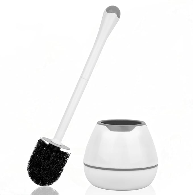 alpsnow Toilet Brush and Holder, Toilet Bowl Brush with Long Handle, Plastic Holder Easy to Hide, Drip-Proof, Easy to Assemble, Deep Cleaning
