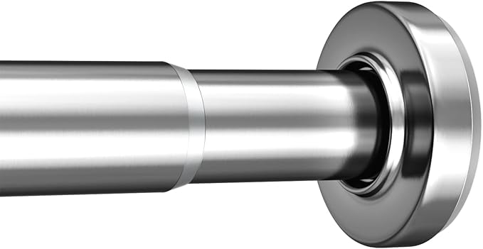 AmazerBath Spring Tension Shower Curtain Rod, 31-46.5 Inches Heavy Duty Tension Rod Rust Proof Bathroom Curtain Rod, Adjustable No Drill Easy Segmented Installation, Chrome