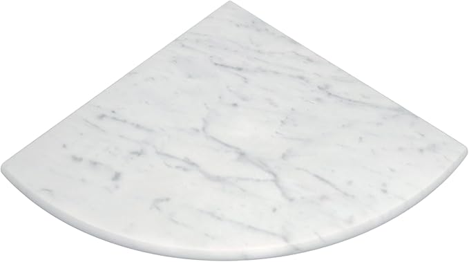 9 Inch Marble Corner Shower Shelf for Bathroom, Shower Room, Both Side Honed Polished, Bathroom Wall Mounted (Carrara White - 2pcs)