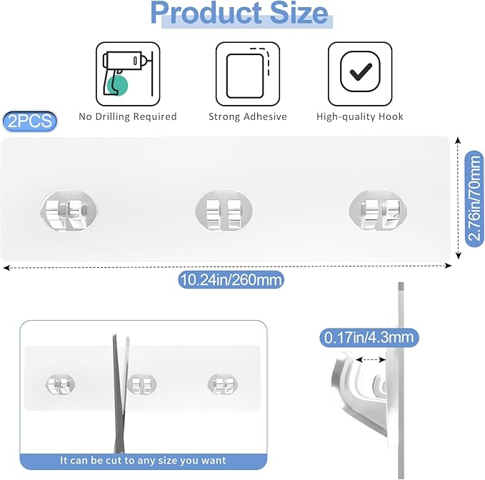 Shower Caddy Adhesive Replacement, Strong Shower Shelf Adhesive,2 Pack WaterProof Showers Adhesives Strip, Ad-hesive Hook for Showers, No Drilling for Bathroom Storage Shelve and Kitchen Rack