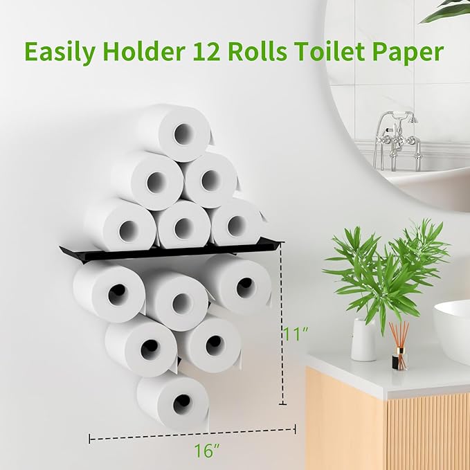 Toilet Paper Holder Rack, Funny Wall Mount Toilet Paper Storage for Extra 12 Rolls, Metal Wall Art Sculpture Bathroom Decor Tissue Holder Shelf