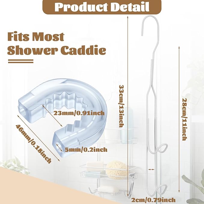 LEIFIDE 2 Pack Shower Caddy Extender Hooks 11 Inch Stainless Steel Bathroom Hanging Hooks with U-shaped Non-slip Mats Rustproof Waterproof Shower Organizer Extension No Drilling
