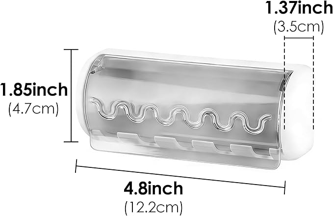 1 PCS Self Adhesive Toothbrush Holder with Cover for Bathroom, 5-Slot Wall Mounted Toothbrush Organizer Rack for Shower, Dorm, Cabinet (Grey)