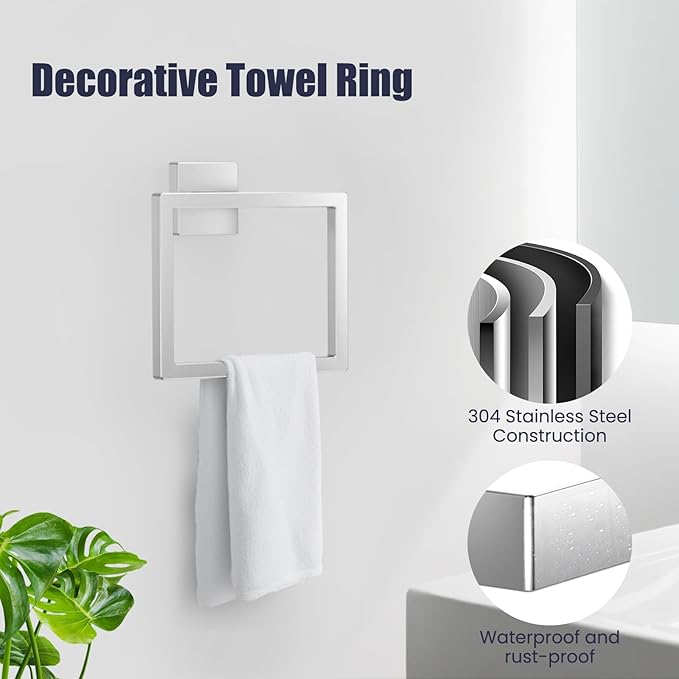 Bathroom Hardware Accessories Set: Bath Towel Bar Set, Towel Racks for Bathroom Wall Mounted, SUS304 Stainless Steel (Brushed Nickel, 10-Pieces)