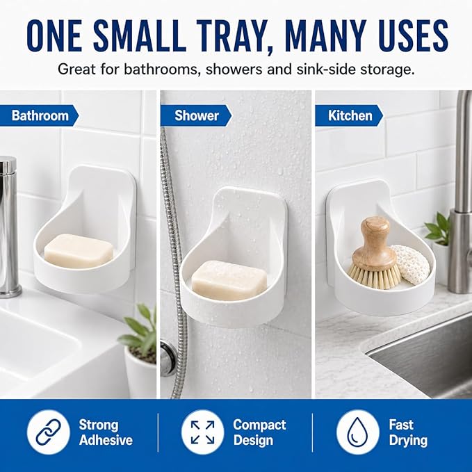 Adhesive Plastic Round Floating Wall Shelf, Wall Mounted Cup Holder Shower Organizer Bottle Racks