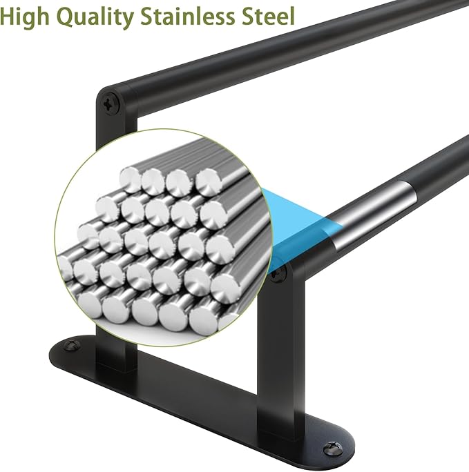 Double Towel Bar 32 Inch, Towel Racks for Bathroom, Wall Mount Bathroom Towel Holder, Stainless Steel Bathroom Towel Rack, Towel Rod Double Towel Hanger(Matte Black)