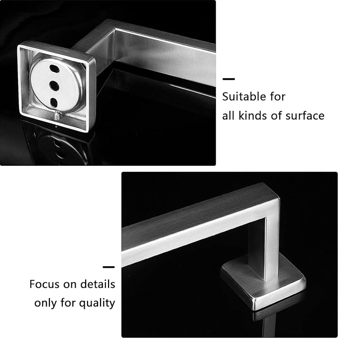 NearMoon Towel Bar, Bath Accessories Premium Thicken Stainless Steel Square Shower Towel Rack for Bathroom, Towel Holder Wall Mounted (1 Pack, Brushed Nickel, 33 Inch)