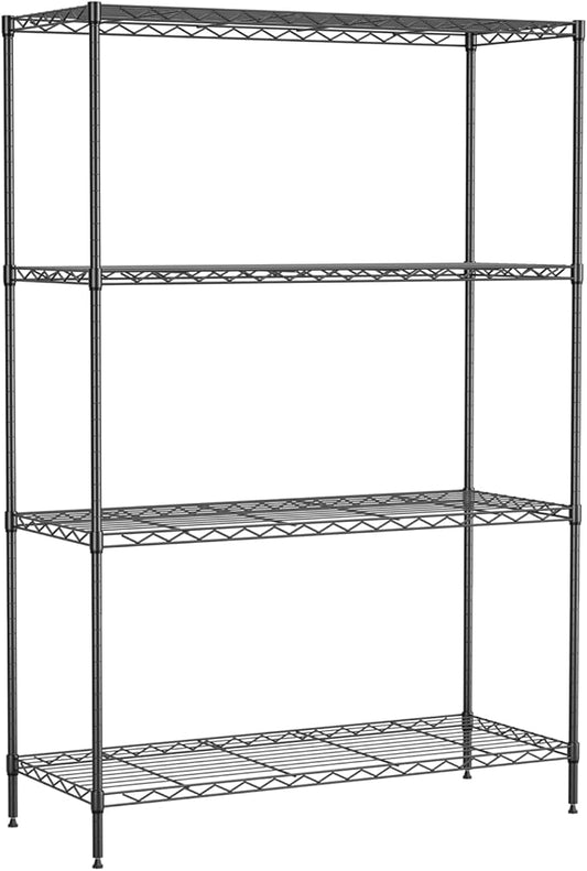 4-Tier Adjustable Metal Shelving Unit, Heavy Duty Garage Storage Rack, Wire Shelves & Closet Organizers, Utility Shelf for Kitchen, Pantry, Garage – Black, 53.7" W x 13.4" D x 35" H, 800 lbs