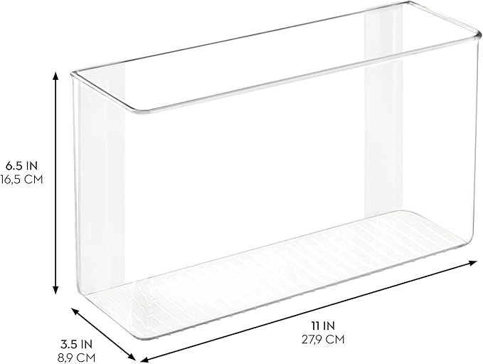iDesign Adhesive Organizer Bin - Damage-Free Hanging for Kitchen, Bathroom, or Office - Set of 4 - Clear