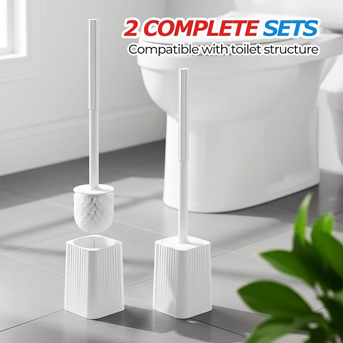 FORASTO 3Pack Toilet Bowl Brush and Holder Set - Toilet Scrubber Brush,Cleaning Brush,Bathroom Decor,Household Essentials,Cleaning Supplies,Home Essentials,White