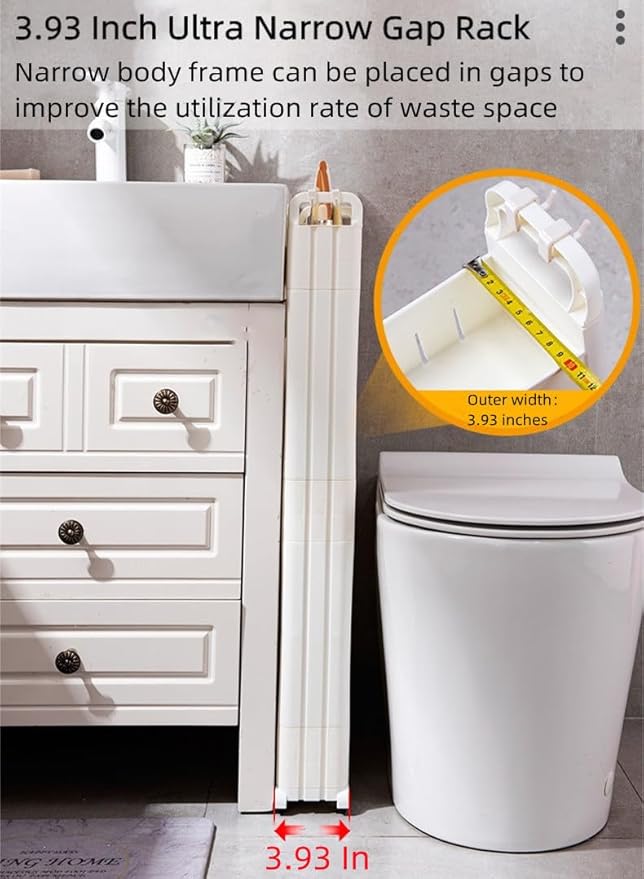 Slim Storage Car Durable Slim Storage Cabinet with Wheels Narrow Shelf Rack for Kitchen,Bathroom,Study,Office,Etc (2 Tier)