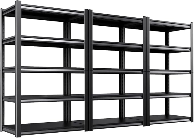 71.2''H Storage Shelves, 2500lbs Garage Shelving,Adjustable Heavy Duty Shelving Unit,5tire Tall Garage Shelves，Metal Standing Shelf Units,Utility Rack For Kitchen Warehouse Industrial Basement 3 Pack