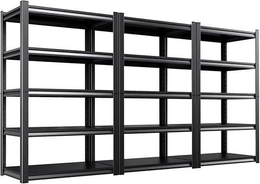 71.2''H Storage Shelves, 2500lbs Garage Shelving,Adjustable Heavy Duty Shelving Unit,5tire Tall Garage Shelves，Metal Standing Shelf Units,Utility Rack For Kitchen Warehouse Industrial Basement 3 Pack