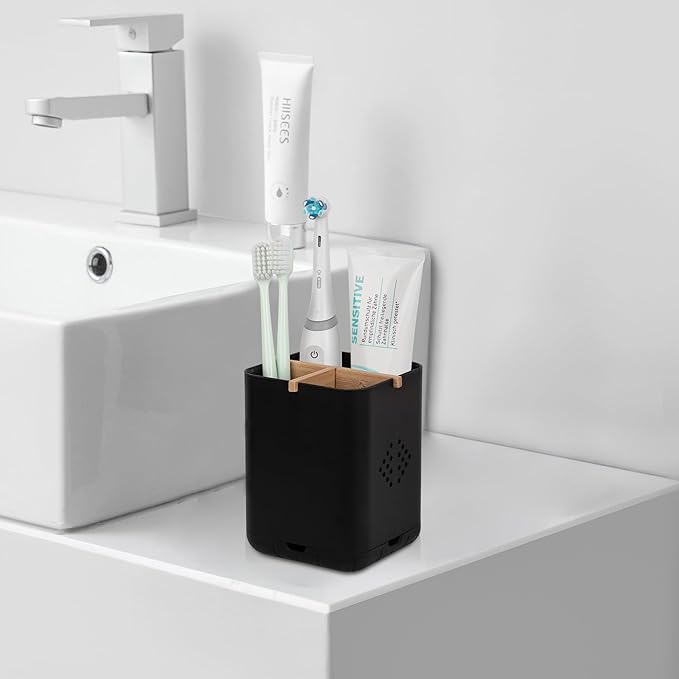 Toothbrush Holders for Bathrooms, Electric Toothbrush Holder Kids Toothbrush and Toothpaste Organizer for Countertop Vanity Accessories Storage (3 Slots Black)