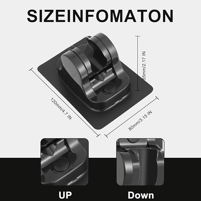 Strong Adhesive Adjustable Shower Head Holder- Wall Mounted Heavy Duty Shower Head Shelf Bracket, Plastic Bracket Stick on Wall, Mount ABS- Shower Head Holder for Handheld Shower Heads (MateBlack-1)
