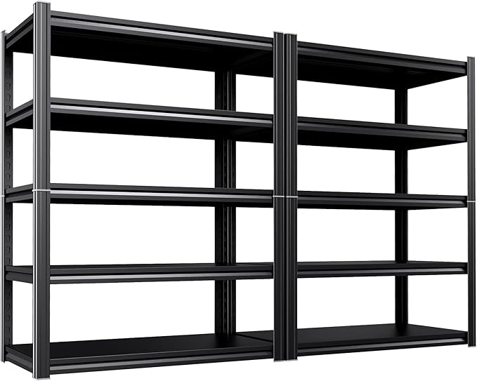 2 Pack 5-Tier Garage Shelving - 2050 lbs Heavy Duty Metal Storage Shelves, Adjustable Storage Rack for Warehouse Industrial Pantry Basement 71"x46"x20"