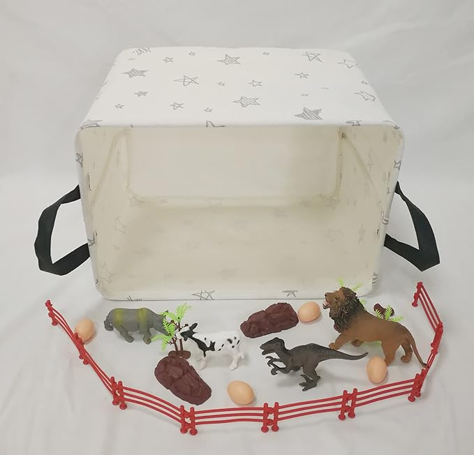 Baby Storage Basket Nursery Box Laundry Hamper Organization Bins for Toys and Clothes with Handles (Star)