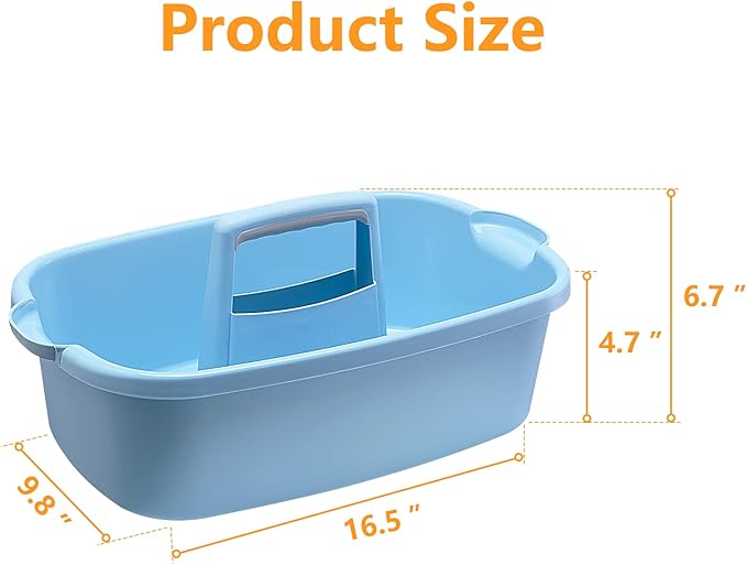 Goderewild 2 Pack Multi-Purpose Plastic Cleaning Caddy with Handle, Shower Caddy Organizer/Storage Basket/Totes Portable for Bathroom Supplies, Cleaning Products, Under Sink Tool, Housekeepers (Blue2)