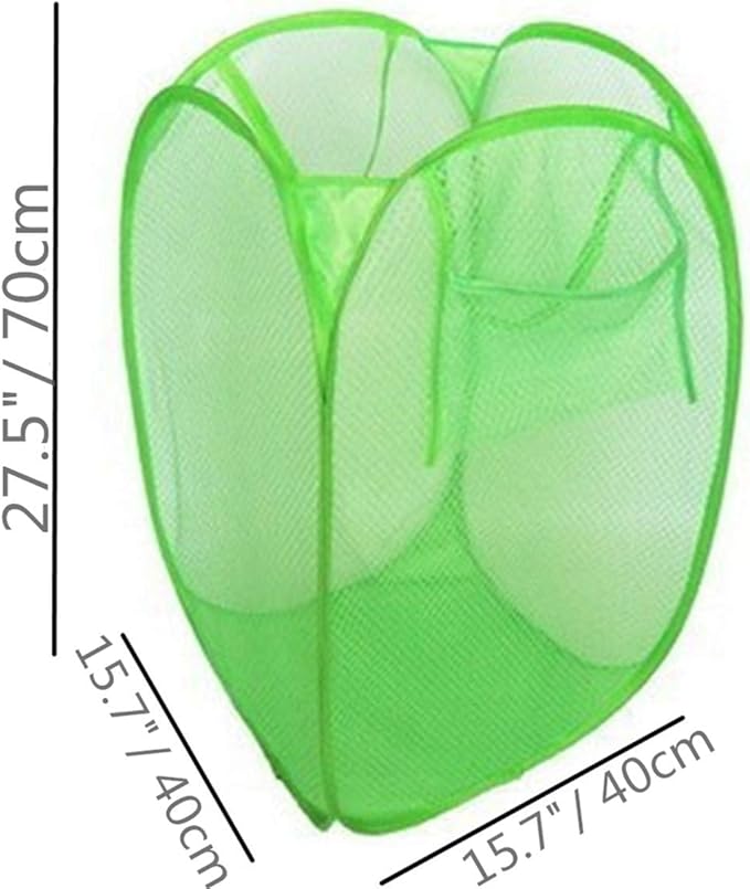 Extra Large Pop Up Mesh Hampers Collapsible Tall Nursery Laundry Basket For Storage Blankets Toys Clothes Net Sorter Bins,Green
