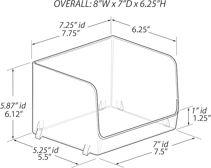 Azar Displays 556720-2PK Small Clear Stackable Bin Compact Transparent Storage Organizer for Pantry Drawer Bathroom and Desk BPA-Free Plastic (Pack of 2)