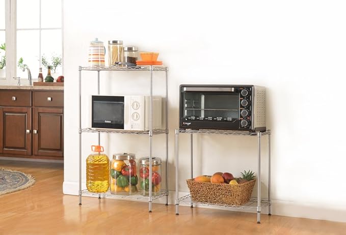Multipurpose Adjustable Sturdy Steel Storage Shelving Unit, Changeable Assembly Storage Rack, 11.4" D x 21.2" W x 59" H