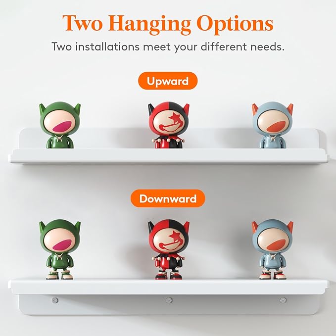 Lifewit Floating Shelves for Bathroom, Acrylic Wall Organizer for Perfume, Makeup, Figures, Nail Polish, Photo, Book, 14" Decor Display Rack for Nursery, Living Room, Bedroom, Kitchen, White, 12 Pack