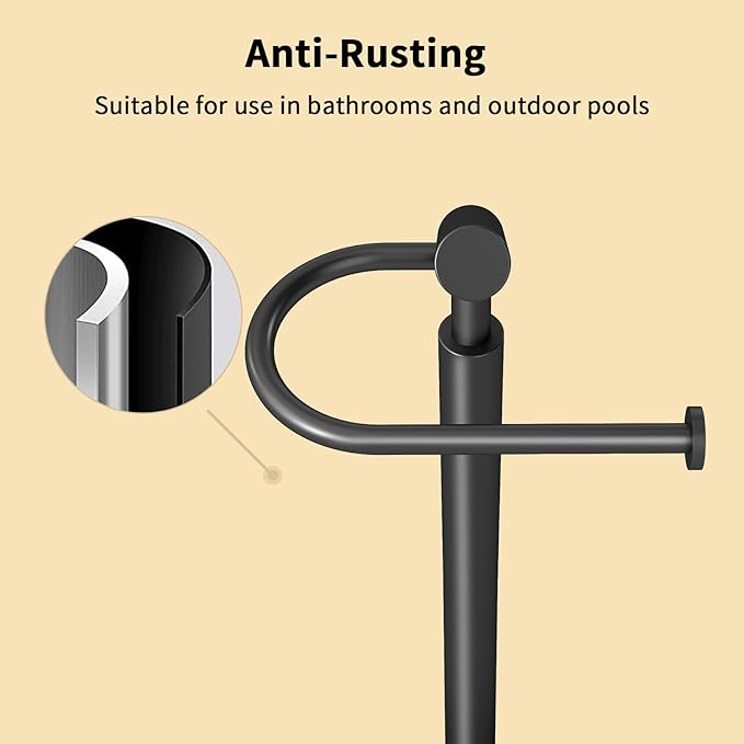 YUMORE Heavy Weighted Toilet Paper Holder Stand, No Drill Freestanding Bathroom Tissue Roll Stand, Stable Floor Standing Paper Roll Dispenser for Bathroom, Bedroom, Vanity