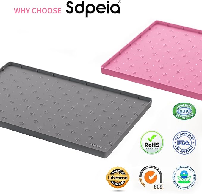 Sdpeia Under Sink Mat 22"×22" Waterproof Silicone Cabinet Liner & Sink Protector for Kitchen & Bathroom, Multi-Purpose Organizers Tray for Pets, Laundry, Cat Litter Mat,Gray
