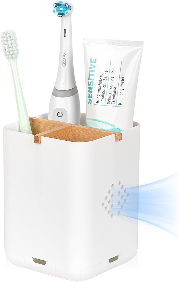Toothbrush Holders for Bathroom Countertop, Detachable Electric Toothbrush Holder with Divider Toothbrush and Toothpaste Organizer Storage (3 Slots White)