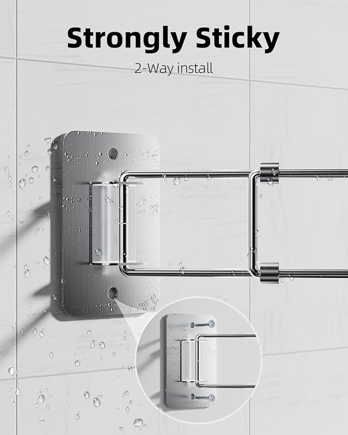 FOCSPROD RV Shower Corner Storage Bar, 7.9-13.7 inches RV Bathroom Travel Trailer Storage Organization Coner Bar, Stainless Steel RV Shower Corner Shelf Rod in Camper Must Haves Accessories (3 Pack)