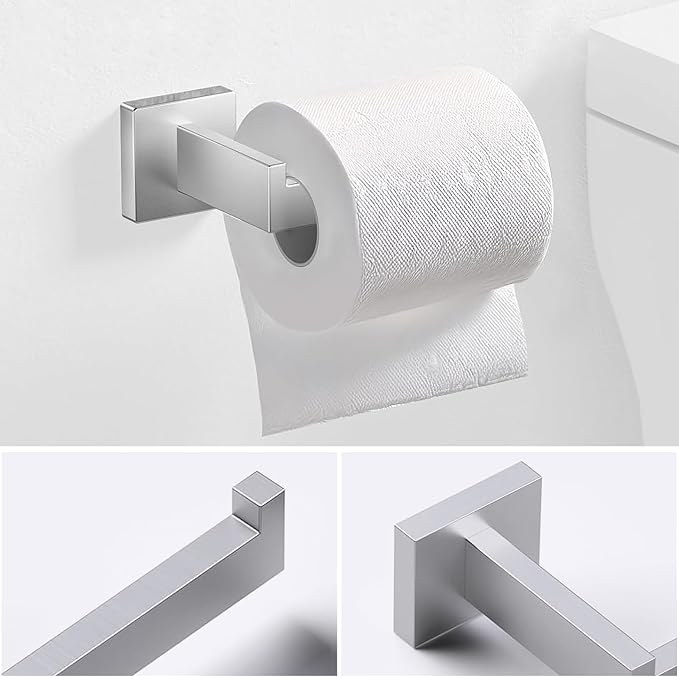 JOPOFI 5 Piece Bathroom Towel Bar Set - SUS304 Stainless Steel Bath Towel Holder, 23.6 Inch Towel Racks for Bathroom Wall Mounted, Bathroom Hardware Accessories Set - Brushed Nickel