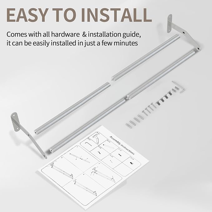 Double Towel Bar for Bathroom Wall 24 Inch, Double Towel Racks for Bathroom Wall Mounted, Stainless Steel Bathroom Towel Holder Towel Hanger (Double Bar-Brushed Nickel, 24 in)