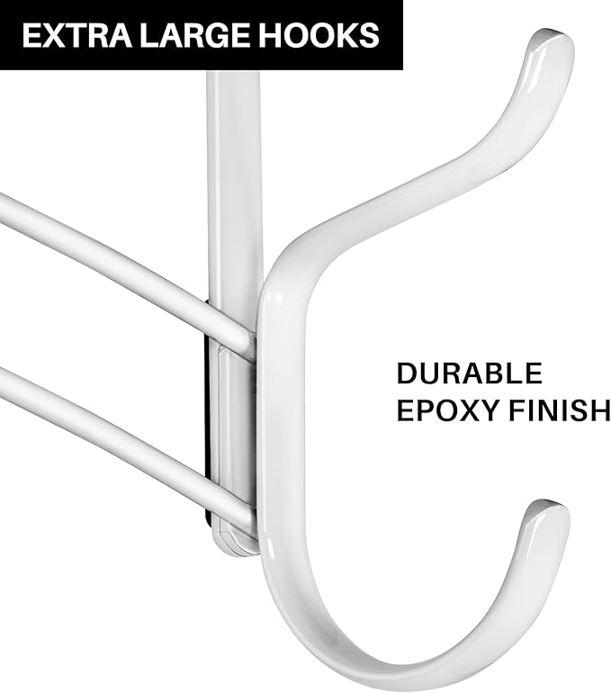 LYNK Professional® Home™ Over the Door Hooks - 28 Hook – Over the Door Coat Rack - Over the Door Hanger - Hanging Towels or Clothes - Bathroom, Bedroom, Laundry Room - Lifetime Ltd. Warranty, White