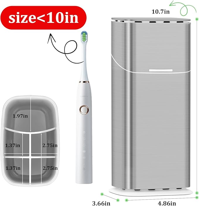 GFWARE Electric Toothbrush Holders with Cover - Dustproof Tooth Brush Holder for Bathroom, Covered Toothpaste and Toothbrush Holder with Drainage, Bathroom Toothbrush Organizers with Lid, Silver