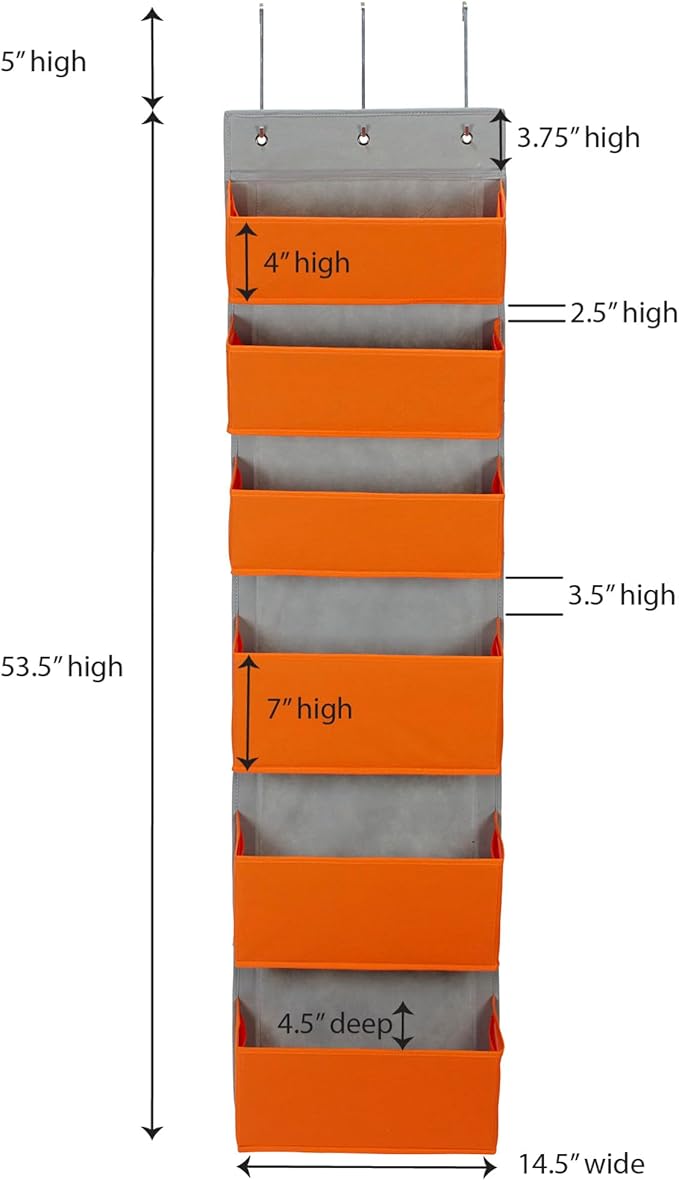 Household Essentials 2168-1 Over-the- Over-the-Door Organizer, Orange